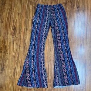 Chatoyant Women's Multicolor Floral Elastic Waist Flare Legging Size Small Boho